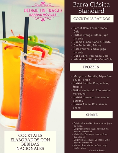 Barra Clásica Standard -carta – Servicio de Barras Móviles de Tragos ...